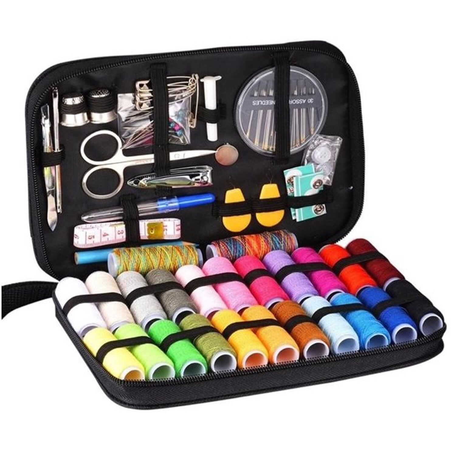 Palshiv 98Pcs Sewing Kit, Portable Sewing Kit Box Sewing Supplies Accessories With Thread Spools, Scissors, Thread Needles,Tape Measure For Diy