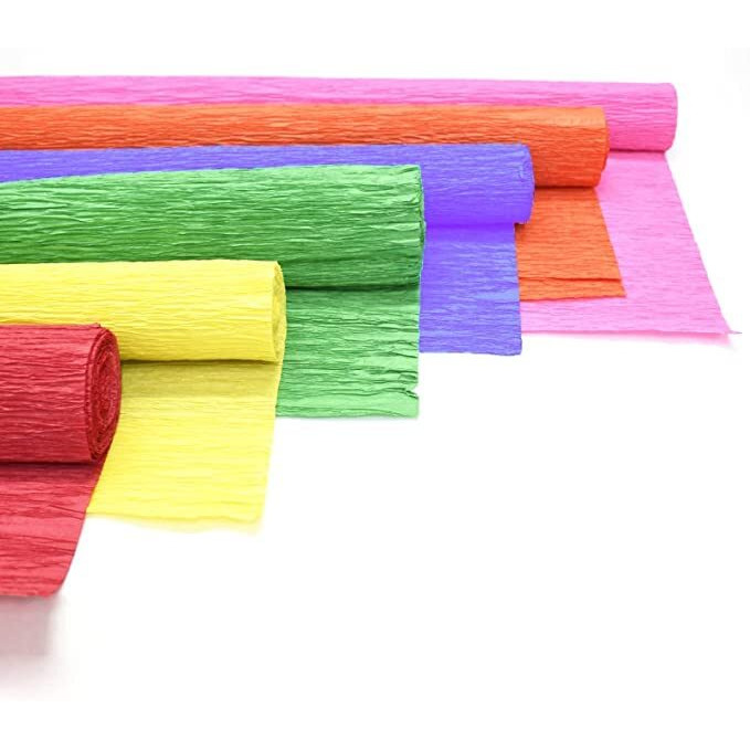 Sejascollections |Set Of 6, Multicolor| Best Quality Crepe / Wrinkled Paper Rolls, For Diy Flower Making And Wrapping, Size (20" * 8 Feets) Each, Gsm 75 Gsm Craft Paper (Set Of 6, Red, Blue, Yellow, Orange, Green, Pink)