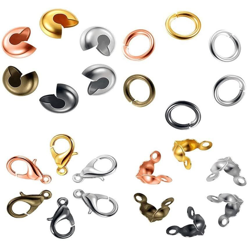 Diy Crafts 30 Gram, Antique Golden, Lobster Clasp Set Including Lobster Claw Clasps Open Jump Rings Diy Bead Crimp Covers Clamshell Knot Covers For Jewelry (30 Gram, Antique Golden)