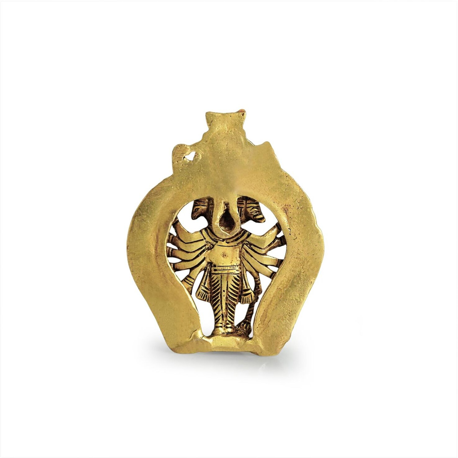 Exclusivelane 'Panchmukhi Hanuman' Wall Dcor Brass Wall Hanging For Home Decoration (Pure Brass) | Handcurved Religious Wall Hanging For Living Room (Hand-Etched, 6.1 Inches, 0.28 Kg)