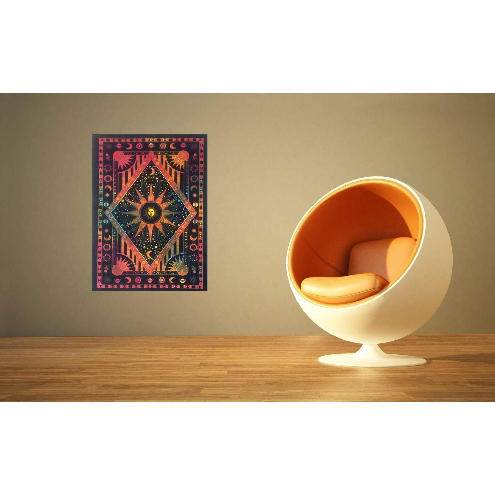 Purpledip Cotton Wall Poster Sun & Solar System Bohemian Wall Hanging Tapestry (20068)