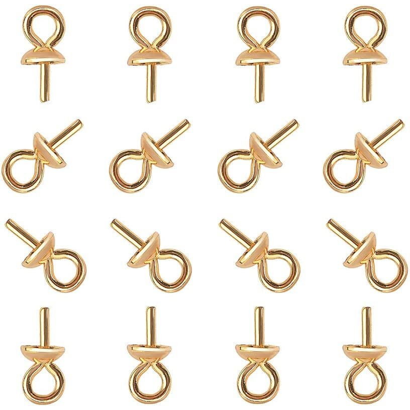 Diy Crafts 10 Pcs, Gold, As Image 10 Pcs, 1.5Mm Small Hole Stainless Steel Cup Pearl Screw Eye Pin Bail Peg Pendants For Half Drilled Beads Jewelry (10 Pcs, Gold)