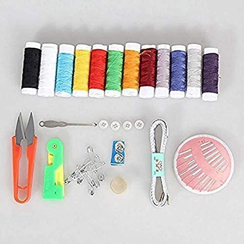 Zevon Double Layer Portable Travel Sewing Lightweight Kits Box With Color Needle Threads Scissor Pin Hand Work Sewing Secure-Lock Box Handwork Sewing Accessories (1)