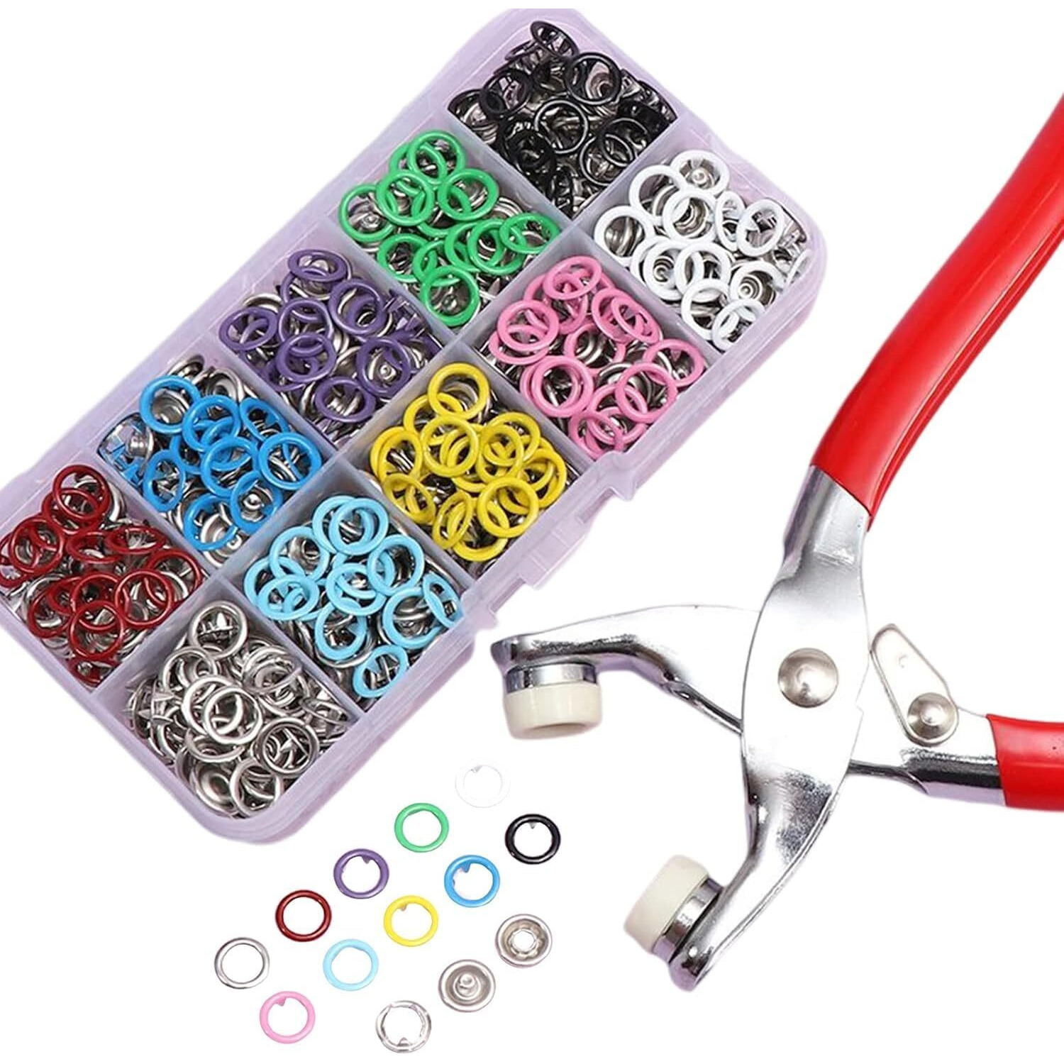 Baktas Premium Snap Buttons Kit - 9.5Mm Metal Fasteners With Hand Pliers Tool | Thickened Five-Claw Buckle For Baby & Children's Clothing, Sewing, And Crafting - Multicolor