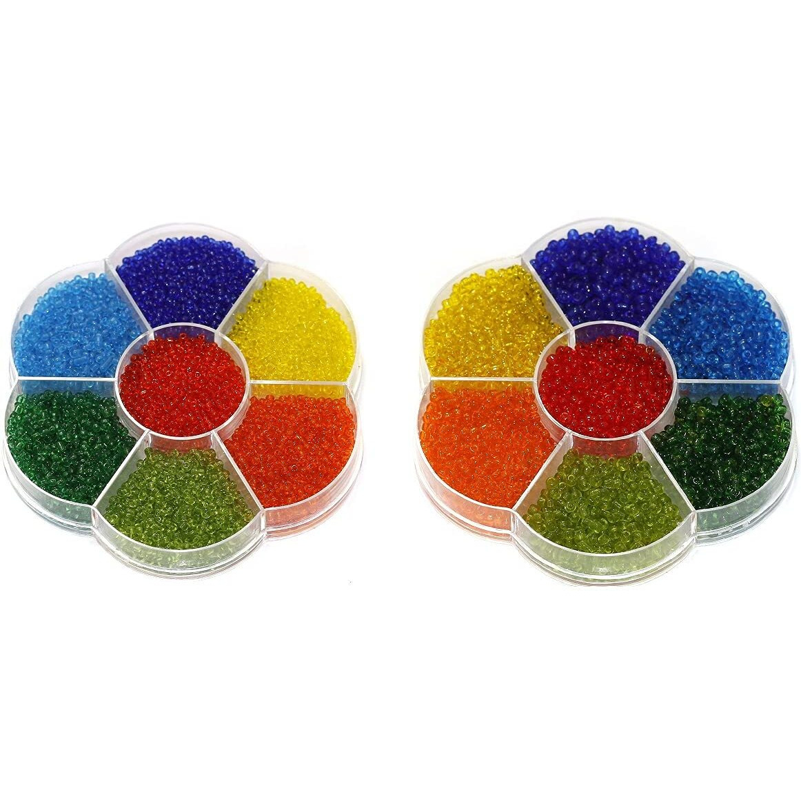 Beadsnfashion 14 Colors Transparent Glass Seed Beads Kit  Size 11/0 (2Mm) & 8/0 (3Mm) Beads For Jewellery Making, Beading, Embroidery & Diy Craft Projects
