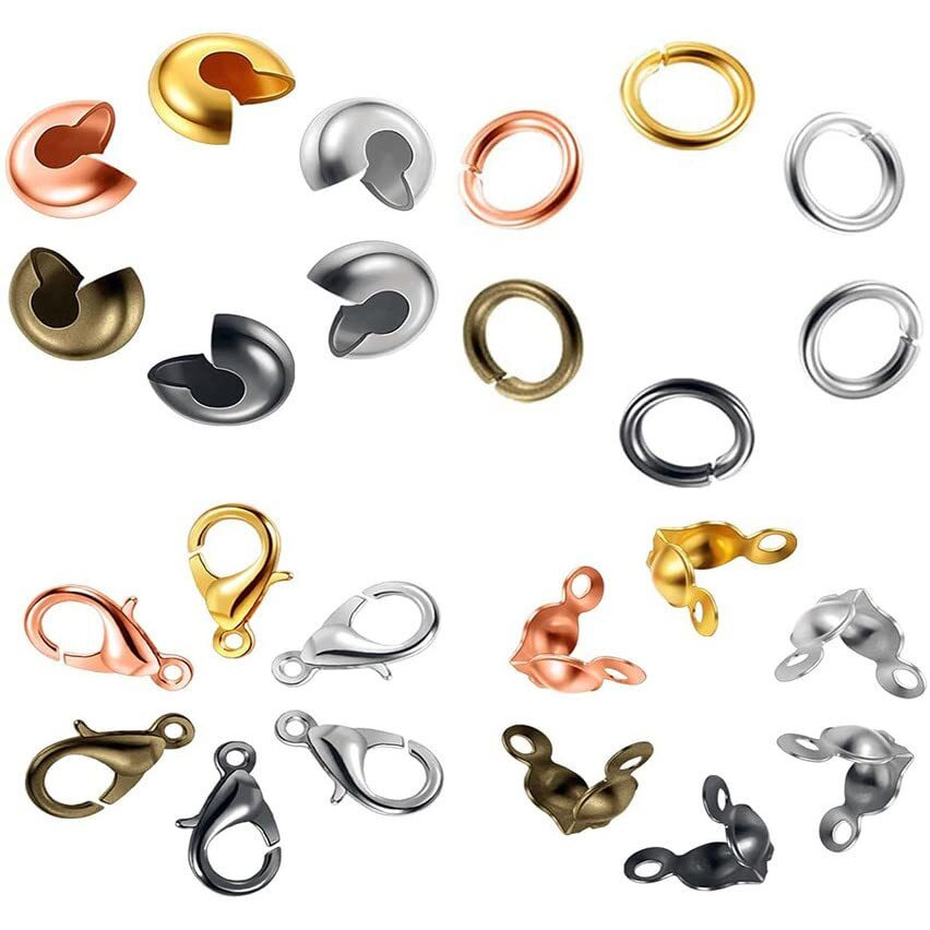 Diy Crafts 100 Gram, Gold, Lobster Clasp Set Including Lobster Claw Clasps Open Jump Rings Diy Bead Crimp Covers Clamshell Knot Covers For Jewelry Making N(100 Gram, Gold)