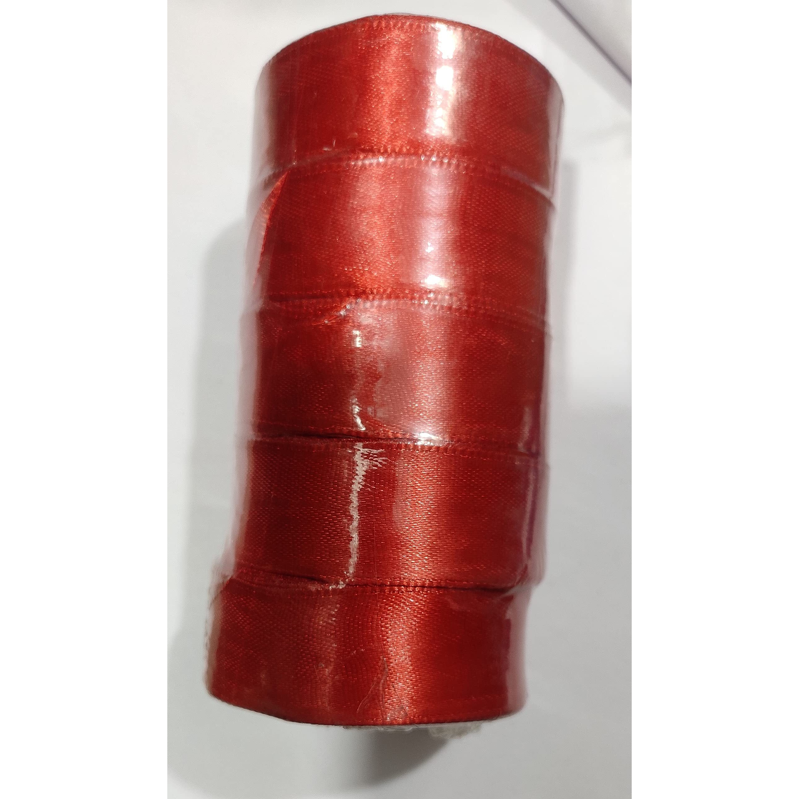 Omx 25Mm Red Satin Ribbon For Birthdays Gift Wrapping/Flower Making Ribbon/Party Decoration Ribbon/Qty - 5 Rolls  (Total 40 Mtr, 8 Mtr In 1 Roll), Size - 1 Inch Width (Red)