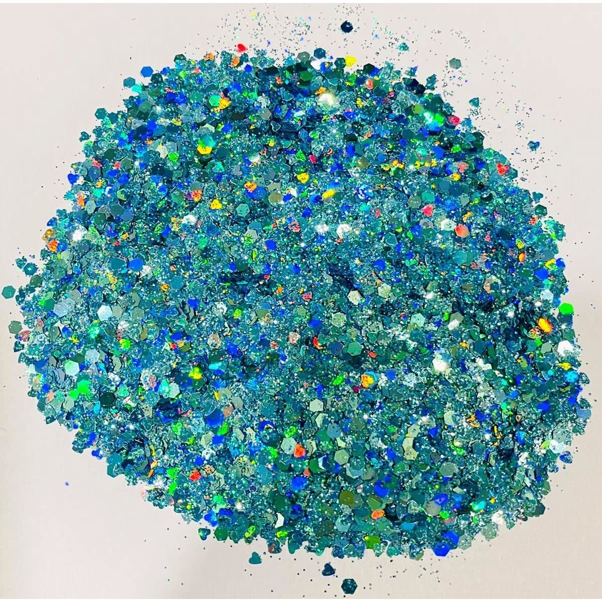 Mahir Chunky Blue-Green Holographic Iridescent Glitter Mix 10 Gm
