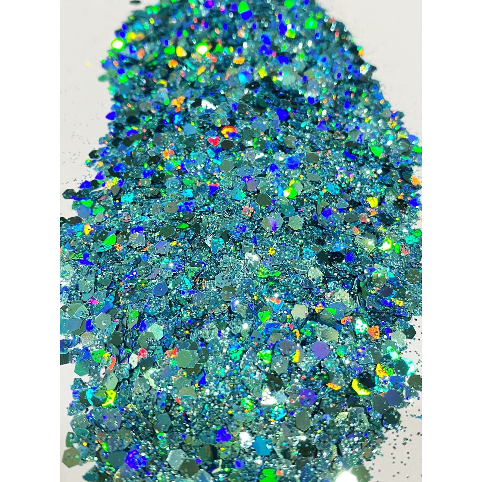 Mahir Chunky Blue-Green Holographic Iridescent Glitter Mix 10 Gm