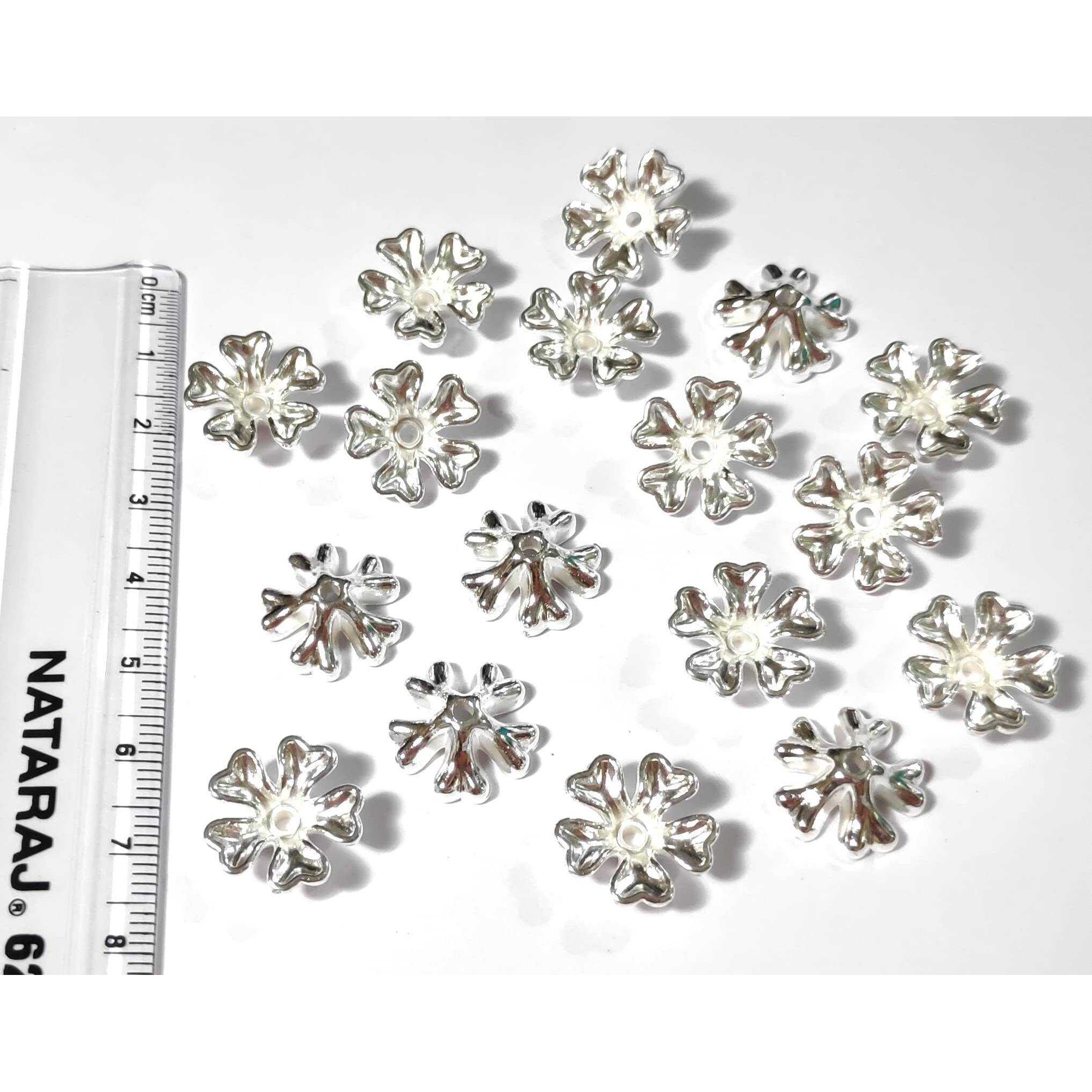 Gosetget Silver Color Hibiscus Flower (100 Pcs) Plastic Beads Jewellery Making Arts & Crafts Work Necklace Bracelet Earring Diy Kit (Flower Silver Hibiscus)