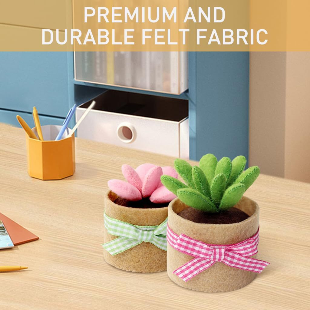 Patpat Diy Hand Sewing Craft Material Kit Set Of 6Pcs Diy Sewing Mini Succulents Desk Decor Material Kit With Tools Diy Hand Sewing Project Diy Activity Material Kit For Adults Diy Handcraft Gift