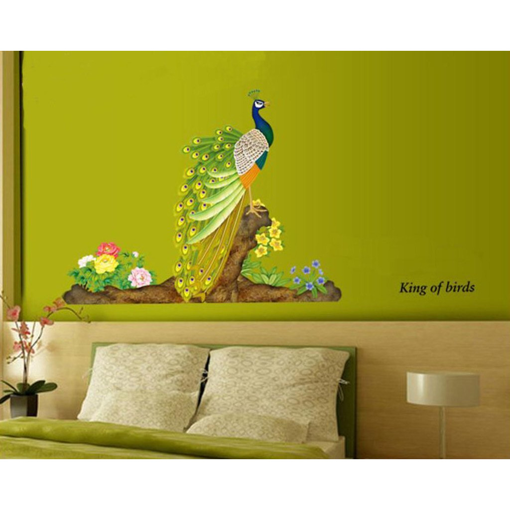 Decals Design 'Peacock Bird' Wall Sticker (Pvc Vinyl, 60 Cm X 90 Cm, Multicolour)