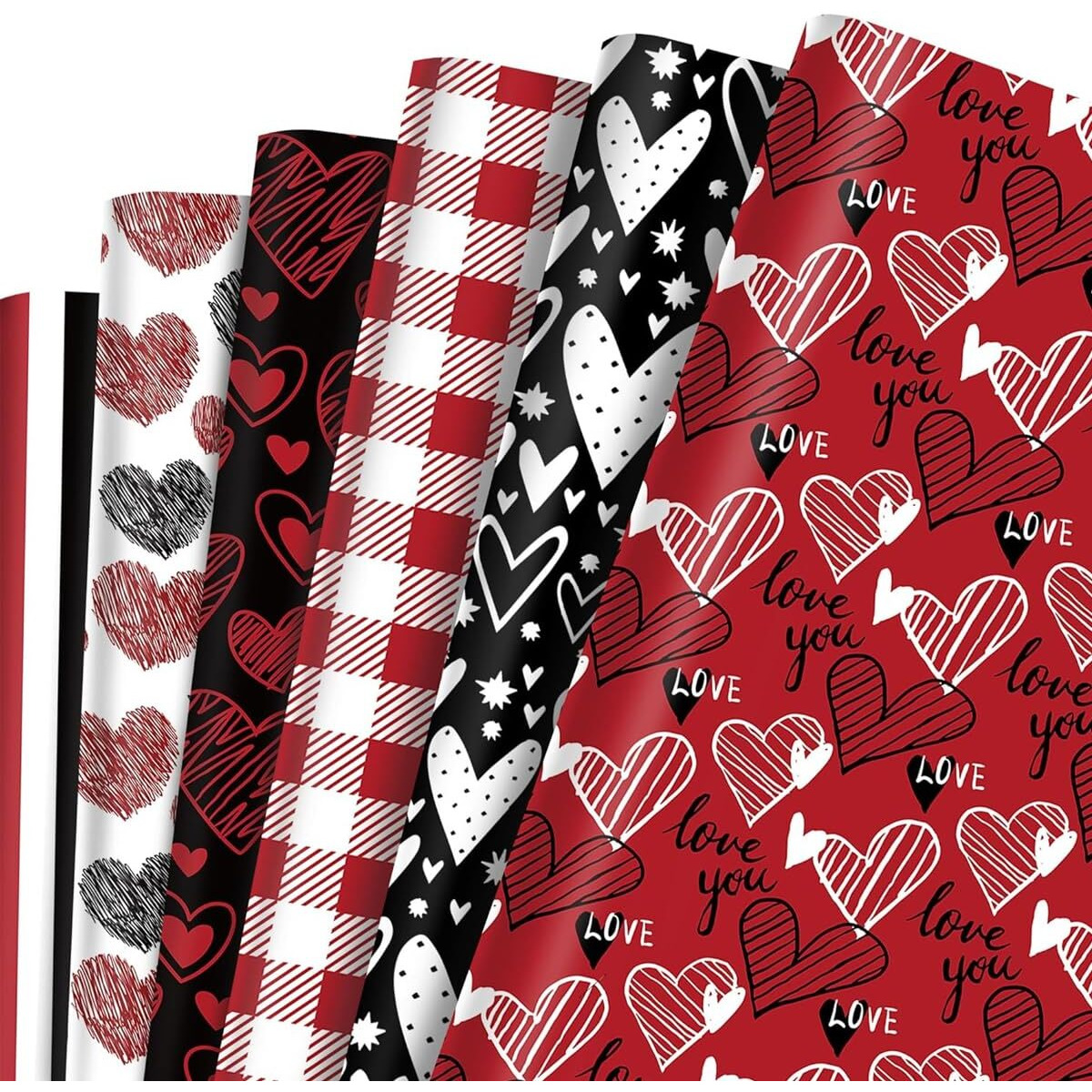 Hasthip 12 Sheet Valentine's Day Gift Wrapper Sheets, Wrapping Paper For Gift Packing - Heart, Love Design Gift Wrap Gift Packing Material For Birthday, Wedding, Anniversary, 26.7X16.7Inches