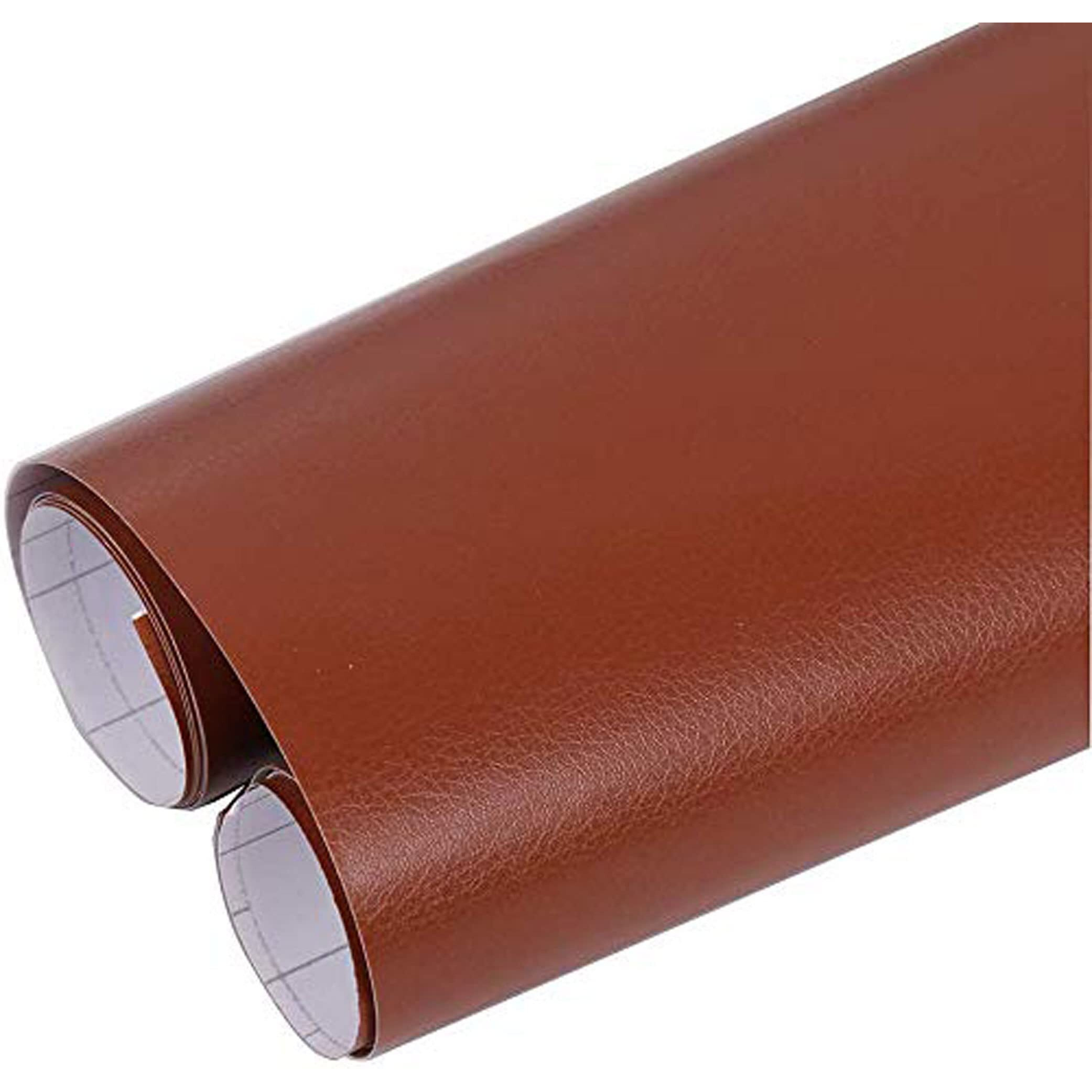 Elton Fine Grain Redlight Brown Leather Soft Touch Self Adhesive Vinyl Wrap Sheet Furniture Film Interior Vinyl Film Wall Paper (60 X 150 Cms)