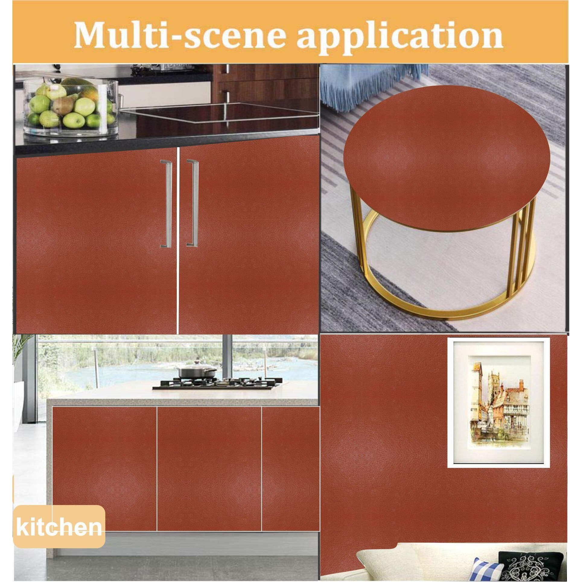 Elton Fine Grain Redlight Brown Leather Soft Touch Self Adhesive Vinyl Wrap Sheet Furniture Film Interior Vinyl Film Wall Paper (60 X 150 Cms)