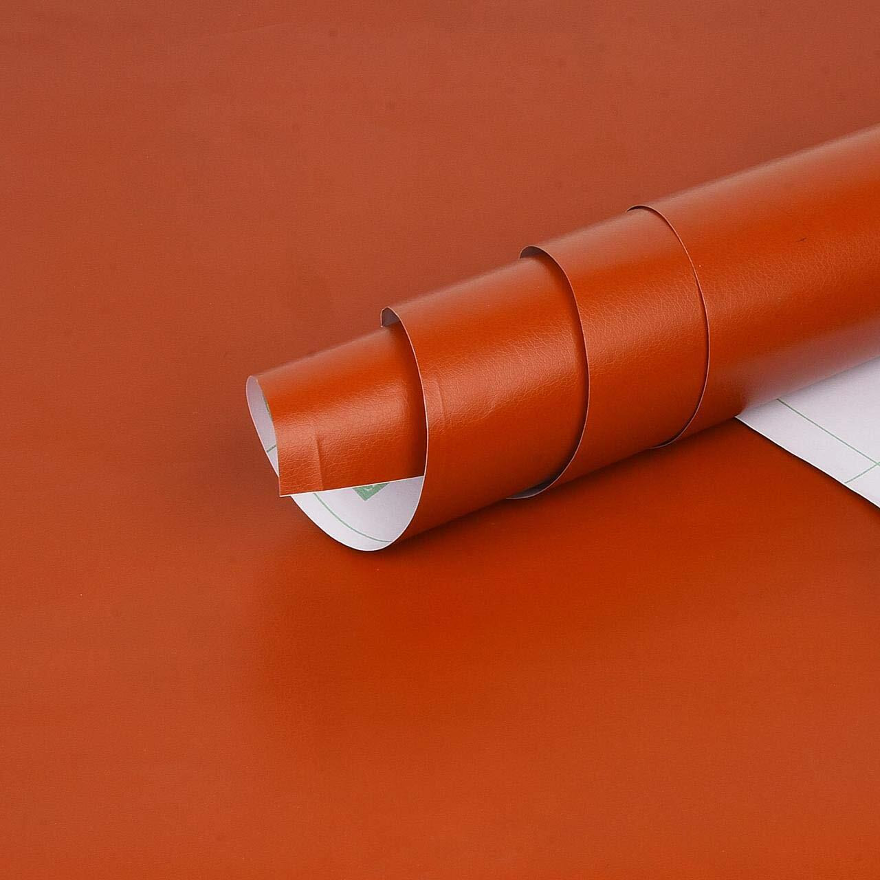 Elton Fine Grain Redlight Brown Leather Soft Touch Self Adhesive Vinyl Wrap Sheet Furniture Film Interior Vinyl Film Wall Paper (60 X 150 Cms)