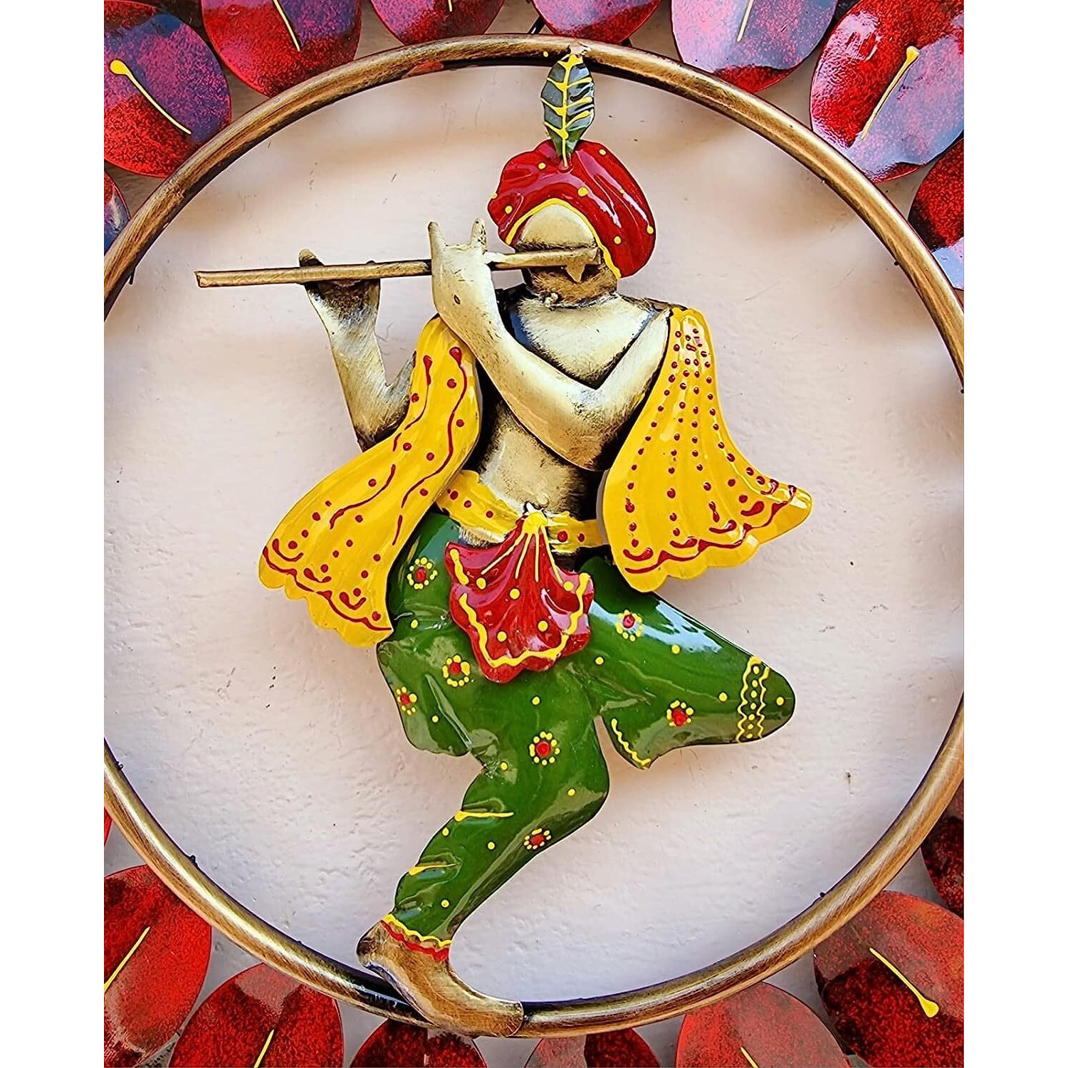Anshika International Metal Metal Krishna Wall Decor/Hanging/Home Decor For Living Room Size-22 Inch - Multicolor