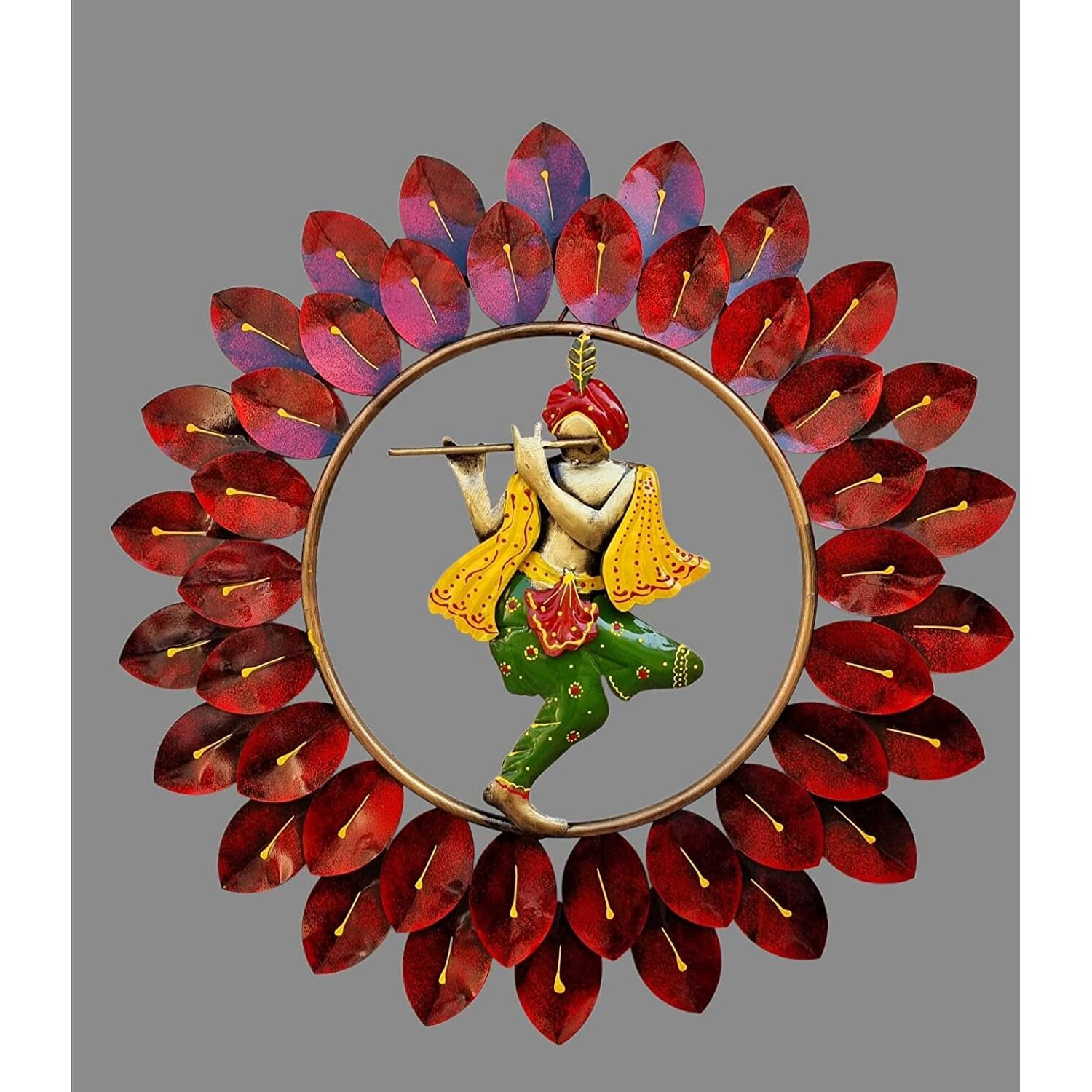Anshika International Metal Metal Krishna Wall Decor/Hanging/Home Decor For Living Room Size-22 Inch - Multicolor