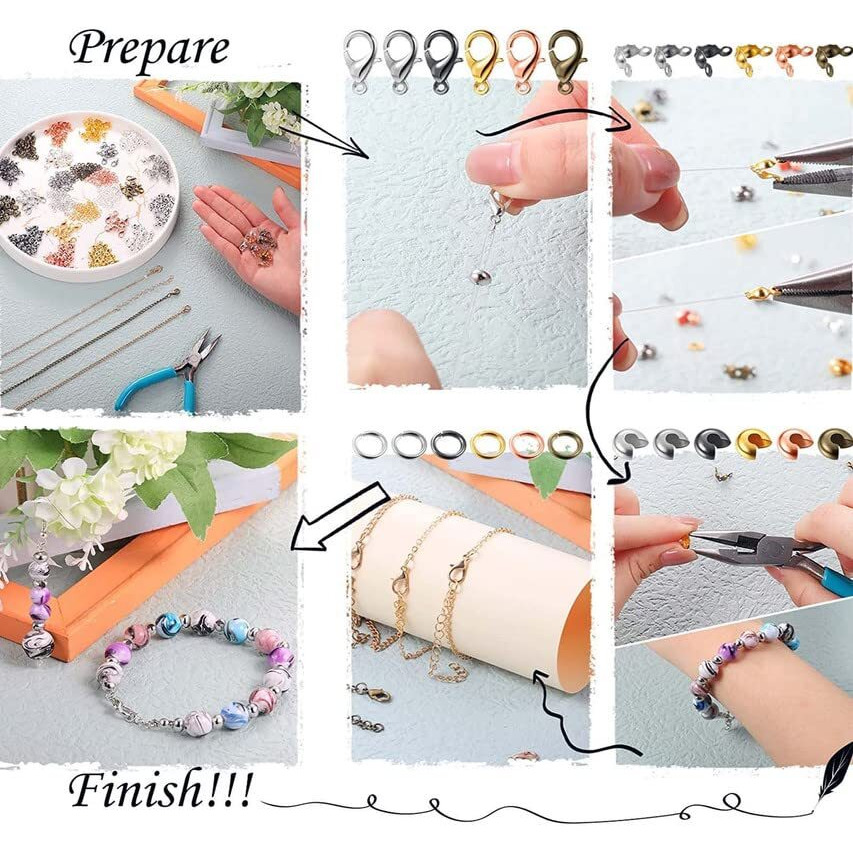 Diy Crafts 40 Gram, Silver, Lobster Clasp Set Including Lobster Claw Clasps Open Jump Rings Diy Bead Crimp Covers Clamshell Knot Covers For Jewelry Making (40 Gram, Silver)