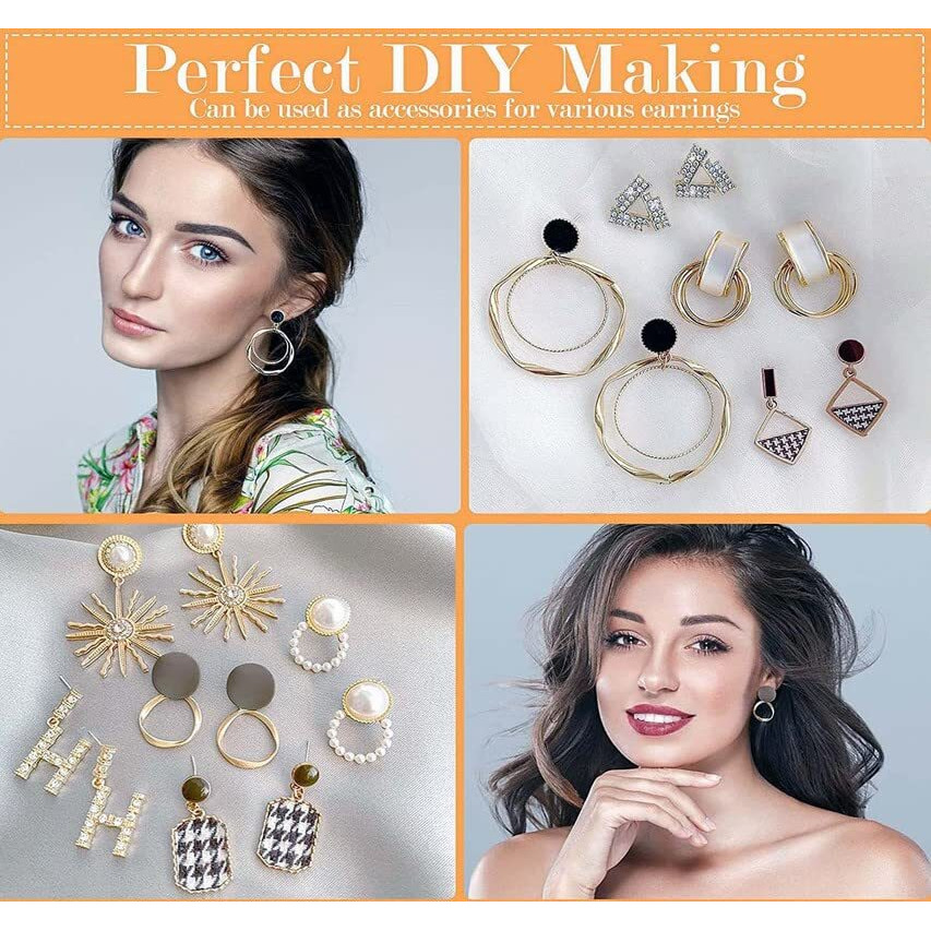 Diy Crafts 5X Sets, Silver Large Post & Back Sets, Earring Making Kit Hypoallergenic, Stud Earring Making Supplies Kit Including Earring Post, Earring (5X Sets, Silver Large Post & Back Sets)
