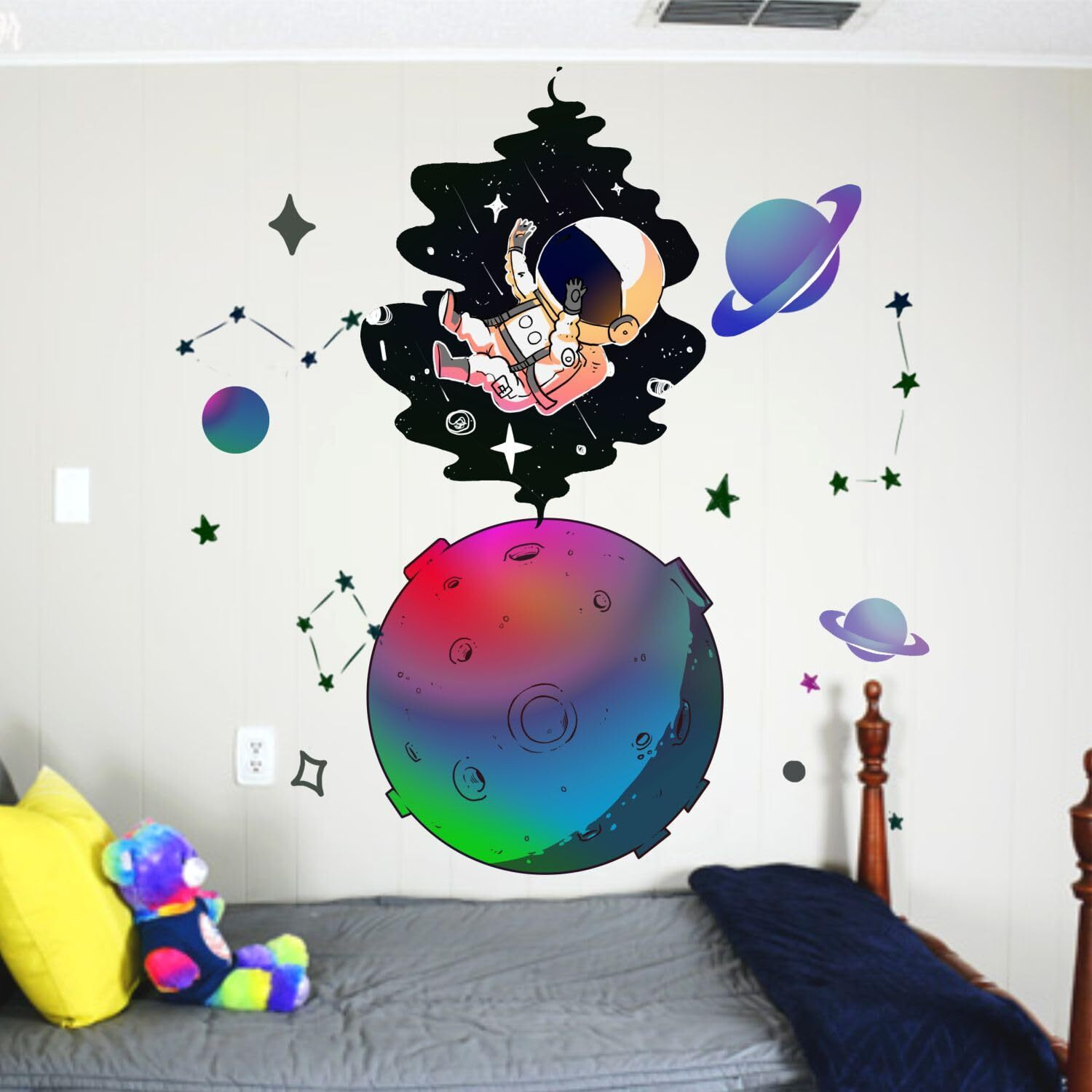 Sticker Yard Astronaut Lost In Space Decor Kids Room Decor, Hall Decor, Kitchen Decor, Living Room Decor,Bedroom Decor Vinyl Wall Sticker,Multicolor (Standard Size -66X71Cm)