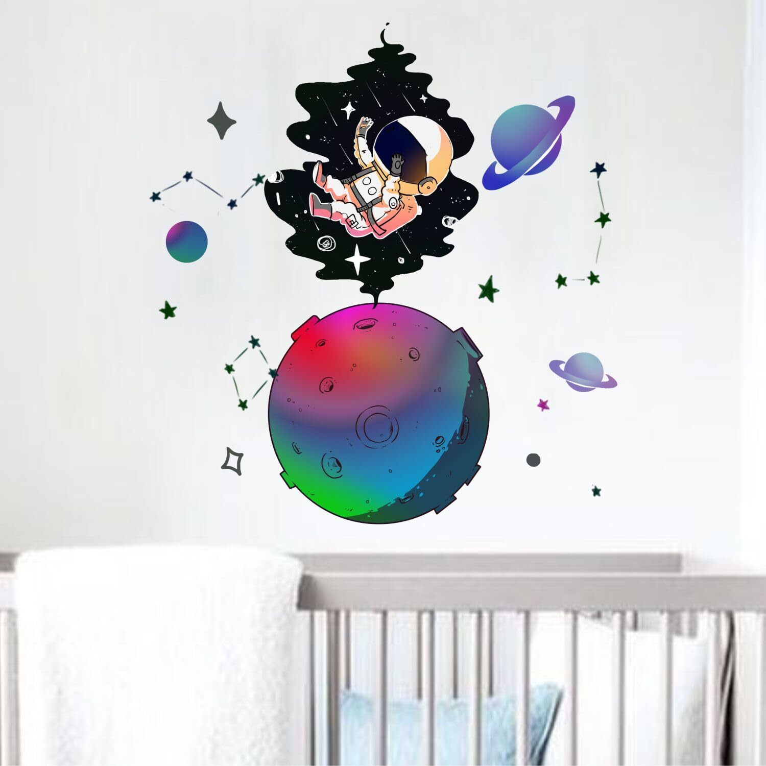 Sticker Yard Astronaut Lost In Space Decor Kids Room Decor, Hall Decor, Kitchen Decor, Living Room Decor,Bedroom Decor Vinyl Wall Sticker,Multicolor (Standard Size -66X71Cm)