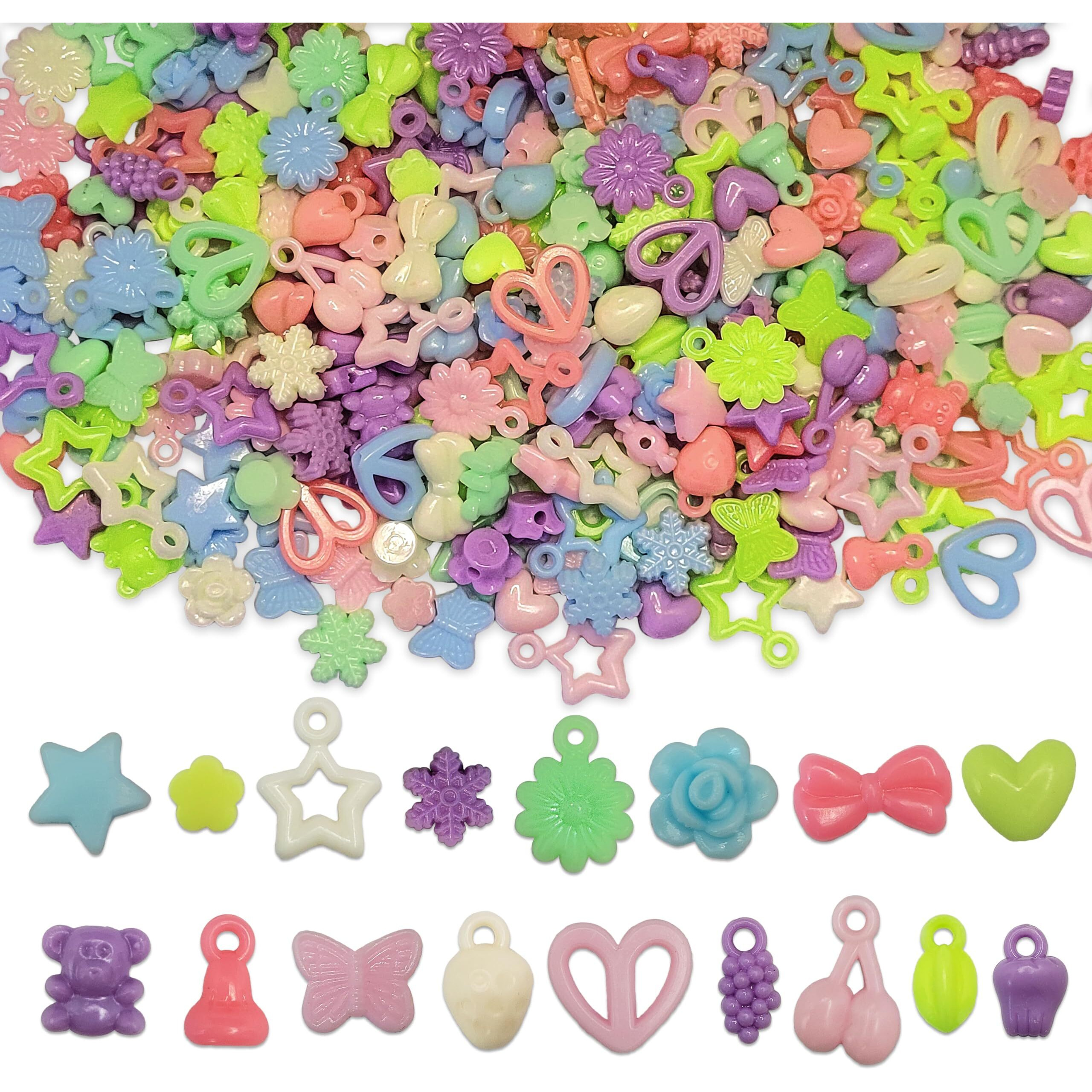 Indikonb Matte Charms And Beads Set - Fun Shapes For Kids' Jewelry Making, Multicolour Pack Of Assorted 250 Beads