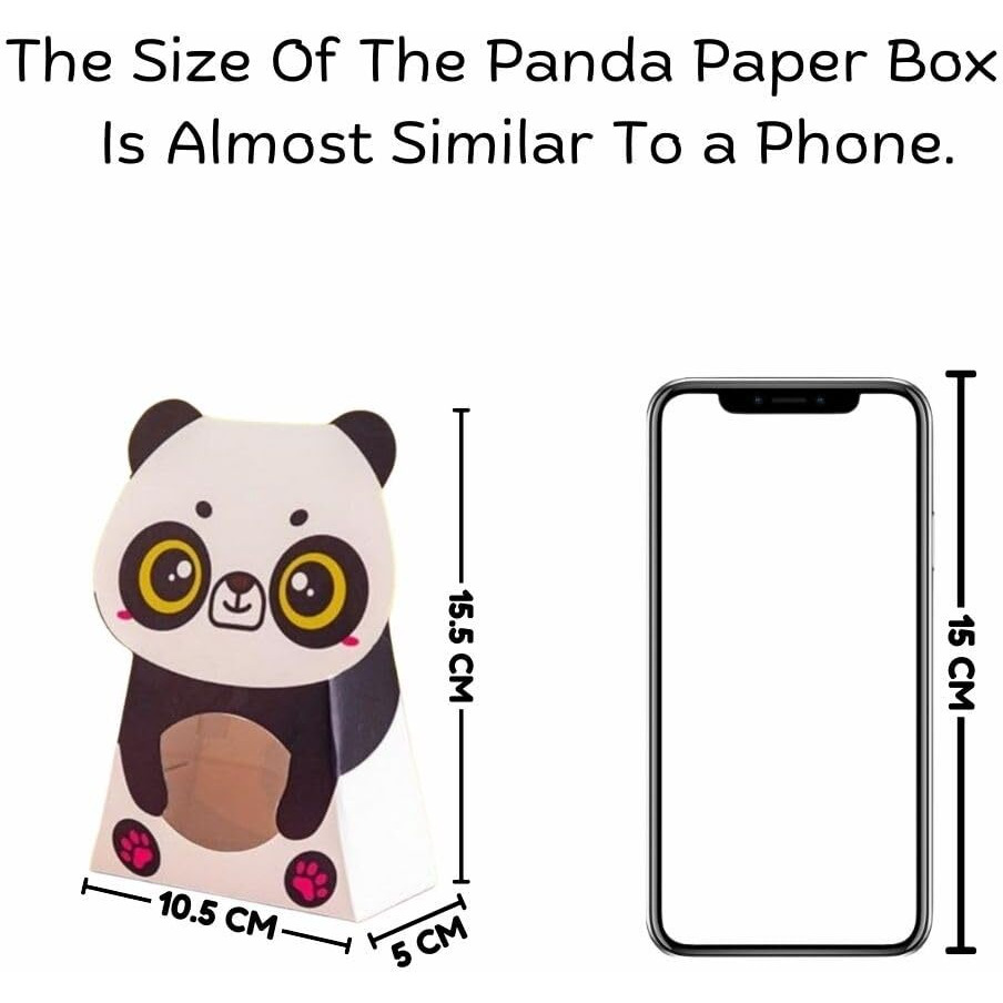 Satyam Kraft 10 Pcs Panda Design Decorative Folding Paper Gift Boxes | Sturdy & Elegant Packaging For Chocolates, Dry Fruits, Small Gifts, Wedding, Birthday | Easy To Assemble & Reusable (Pack Of 10)