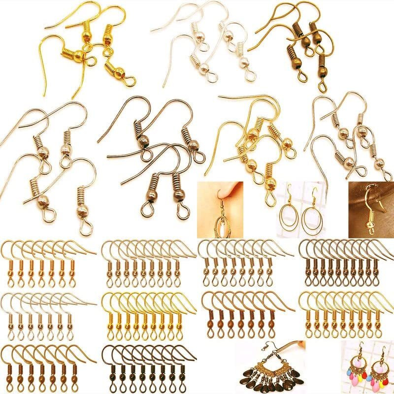 Diy Crafts 50 Pcs, Gold, Earring Hooks Hypo Allergenic French Ear Wires With Ball And Coil Colors Choice, 14Mm Nickel Free Metal Fish Hook Earrings Making Supplies Je (50 Pcs, Gold)