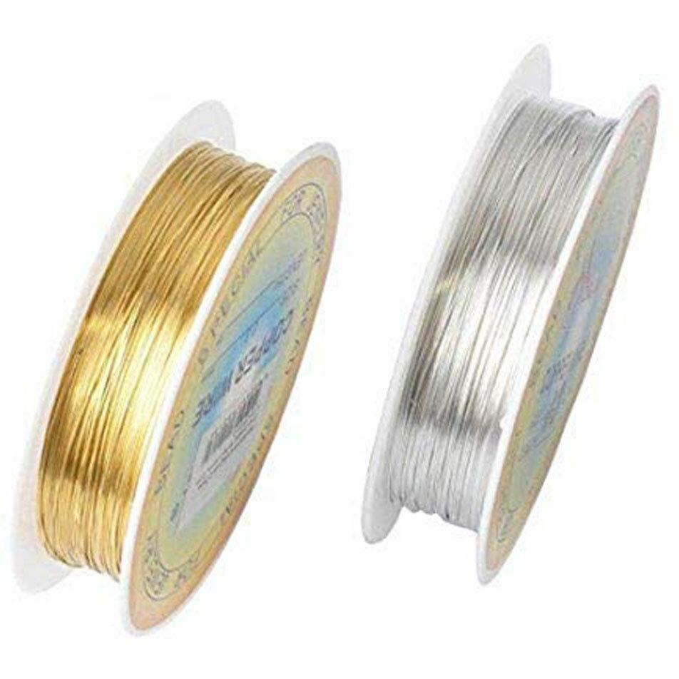 Diy Crafts Pack Of 3, Silver, Rolls Colors Gauge (0.4Mm) Copper Jewelry Beading Wire Tarnish Resistant Metal Wire Crafts Beading Jewelry Making, 11 (Pack Of 3, Silver)