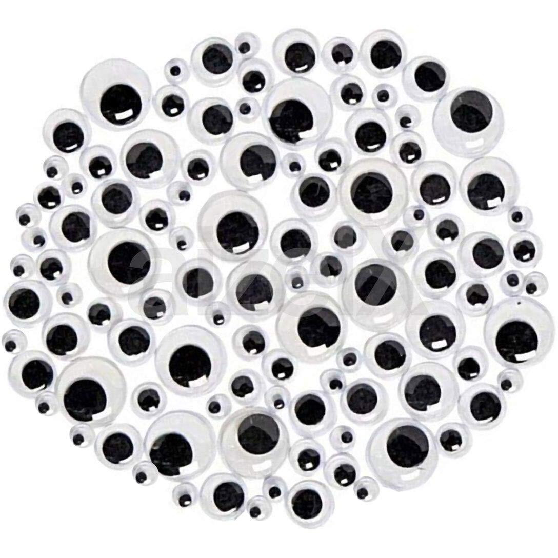 Aizelx 100Pcs Moving Eyes 5 Sizes Art Craft Kit Craft Material Craft Kit Wiggle Eyes Doll Eyes Art Craft Eyes Googly Eyes Hobby Crafts Google Eyes For Finger Toys Stuffed Soft Puppet Eyes Artistry
