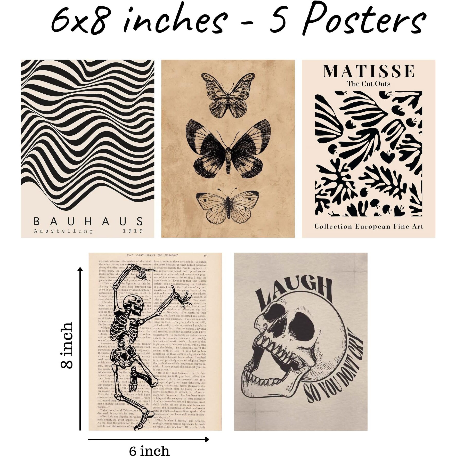 Unquote Paper Vintage Boho Wall Collage Kit | Set Of 20 Aesthetic Posters | Room Decor Photo Collection For Decoration