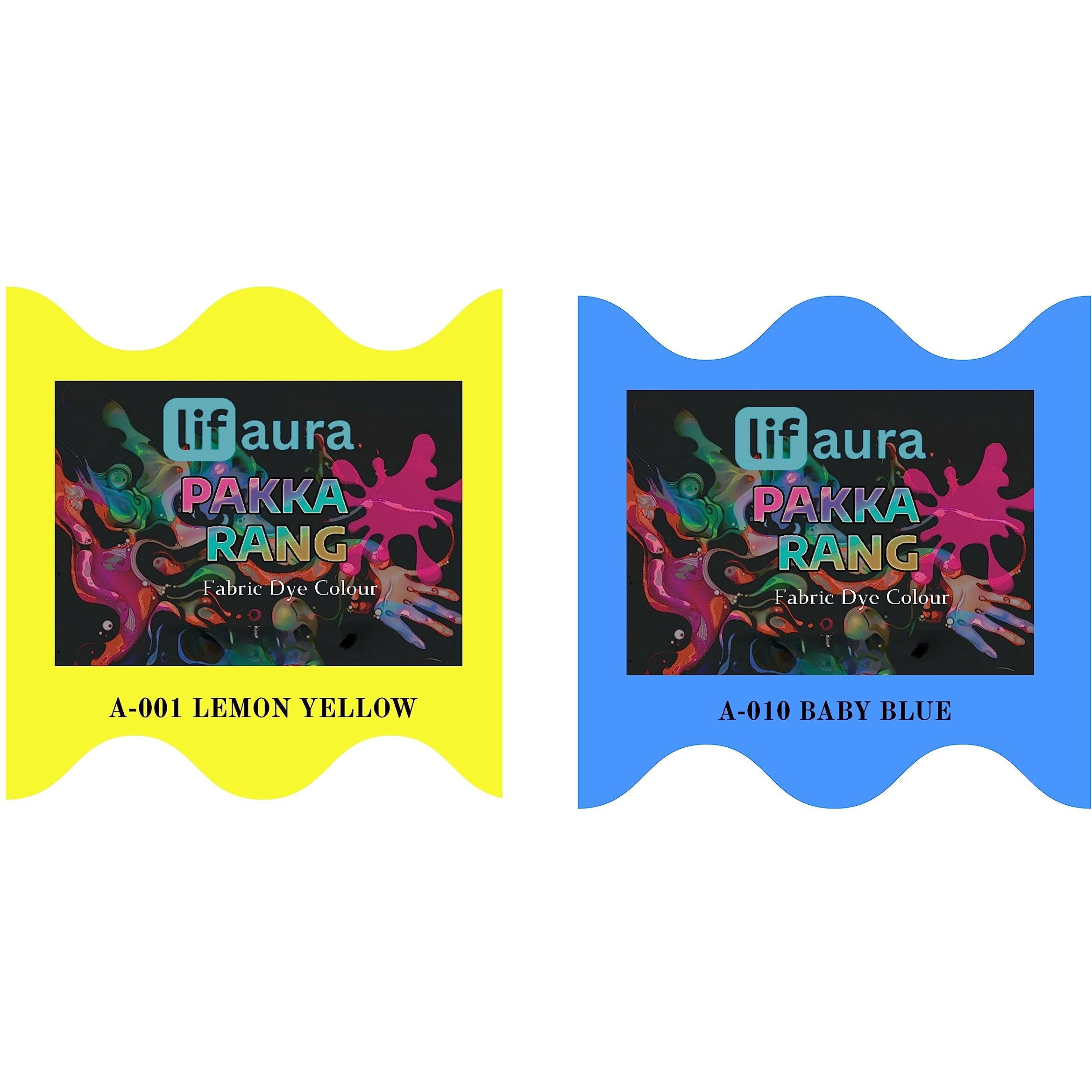 Prokart Lifaura Pakka Rang Fabric Permanent Dye Color Kit Pack Of 6 Sachets (5G Each 30G Pack) With 30G Dyfixershadea-001 Lemon Yellow01 & Dark Blue09 Each Color 3 Sachets