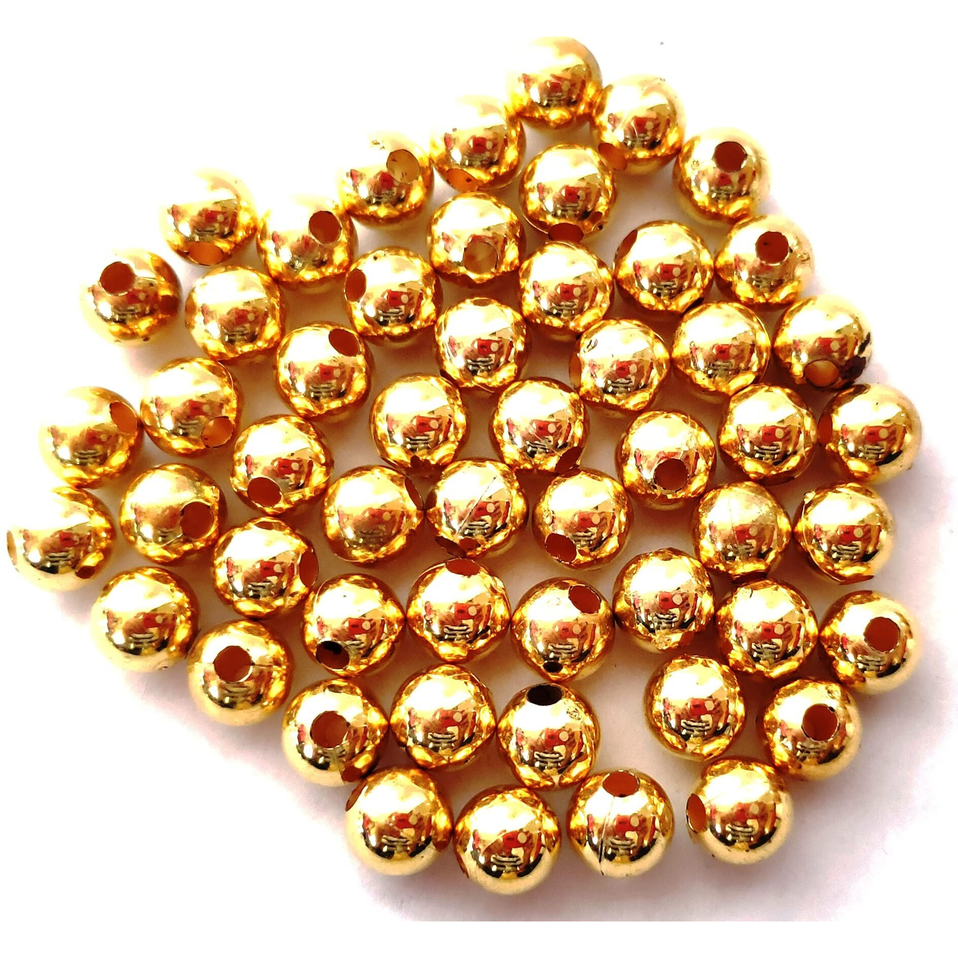 Get-Set-Go 650 Pcs Golden Color Plastic Ball Beads For Jewellery Making, Arts And Crafts Work, Necklace, Bracelet Earring Diy Kit (6Mm-Ball)