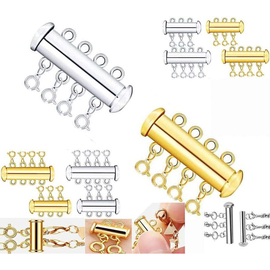 Diy Crafts Pack Of 1 Pc, Gold 4/3 Hole, As Image Big Pieces Unsorted Sizes Slide Magnetic Clasp Connectors Tube Multi Strands Clasps Necklace Bracelet Chain Extend(Pack Of 1 Pc, Gold 4/3 Hole)