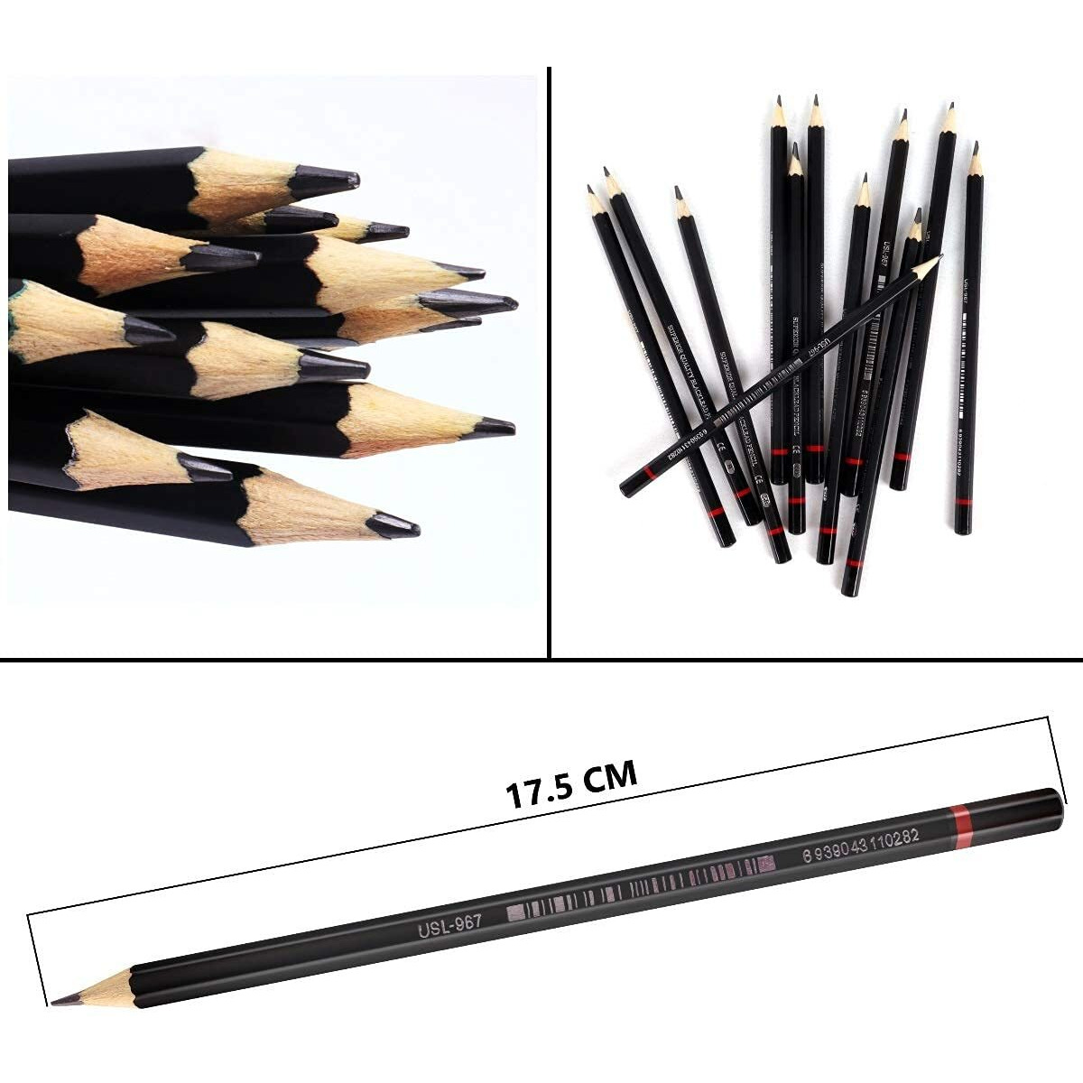 Qatalitic 12 Pcs Artist Sketching Graphite Pencils, (B 2B 3B 4B 5B 6B 7B 8B Hb H 2H F) With Metal Case, For Drawing Sketching Shading