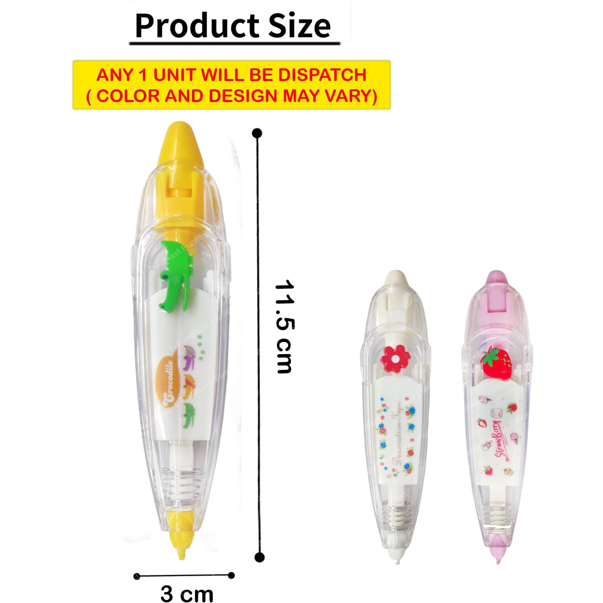 Funblast Decoration Tape Cute Novelty Sticker Pen Machine Decorative Correction Tape For Scrapbooking Diary Planner Journal Diy Crafts Stationery Masking Tape (4 Meter X 6 Mm) (Random Design)
