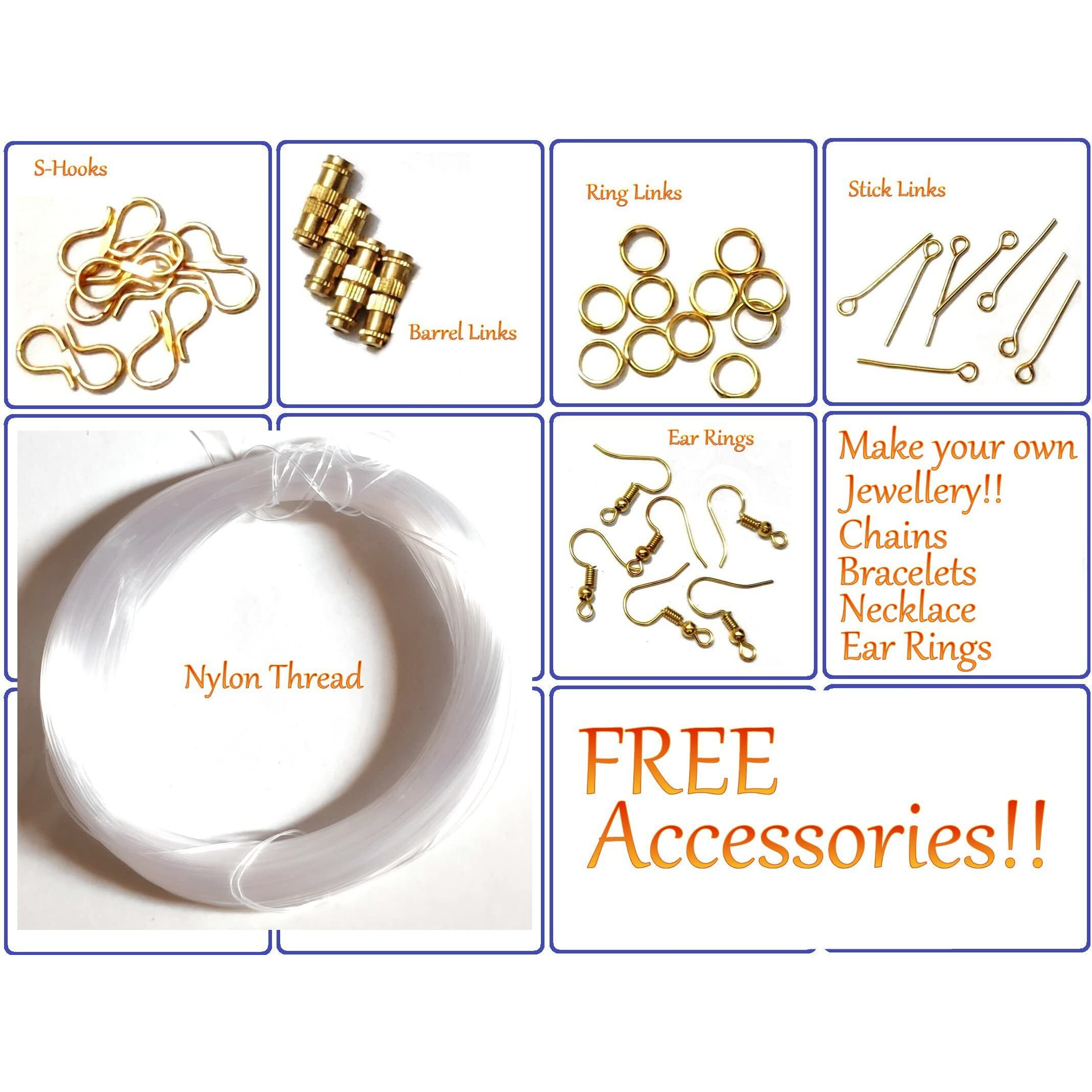 Get-Set-Go Assorted Golden Beads - 12 Shapes, Acrylic Beads With High Sparkle - Pack Of 1000+ Beads