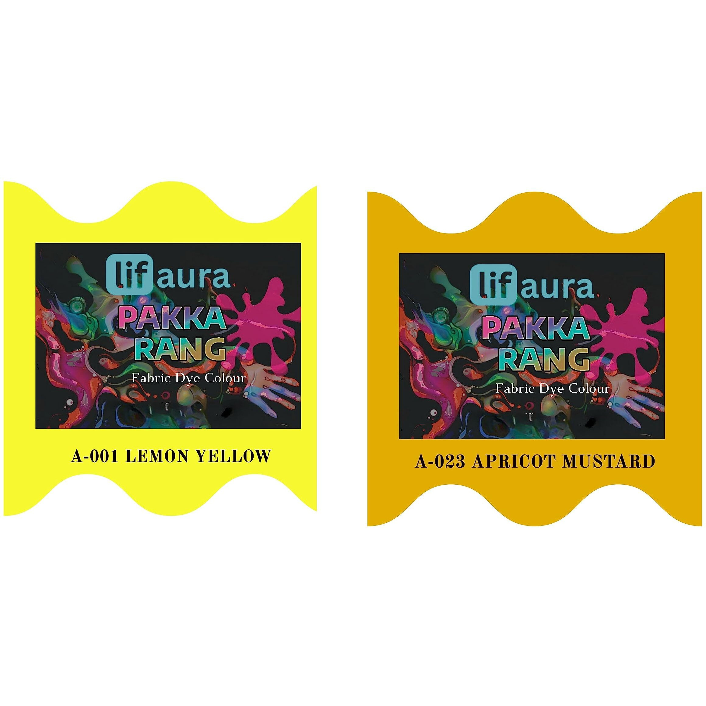 Prokart Lifaura Pakka Rang Fabric Permanent Dye Color Kit Pack Of 6 Sachets (5G Each 30G Pack) With 30G Dyfixershadea-001 Lemon Yellow01 & Mustard23 Each Color 3 Sachets