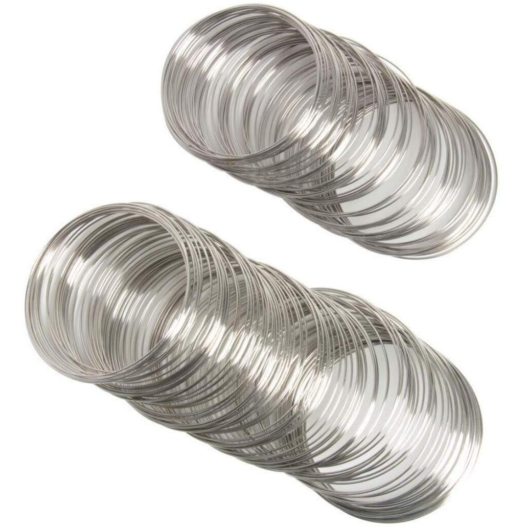 Diy Crafts Design  No 2, Pack Of 200 Pcs, Jewelry Wire, Silvertone Memory Beading Wire Bracelet Rigid Steel For Wire Wrap (Pack O (Design  No 2, Pack Of 200 Pcs)