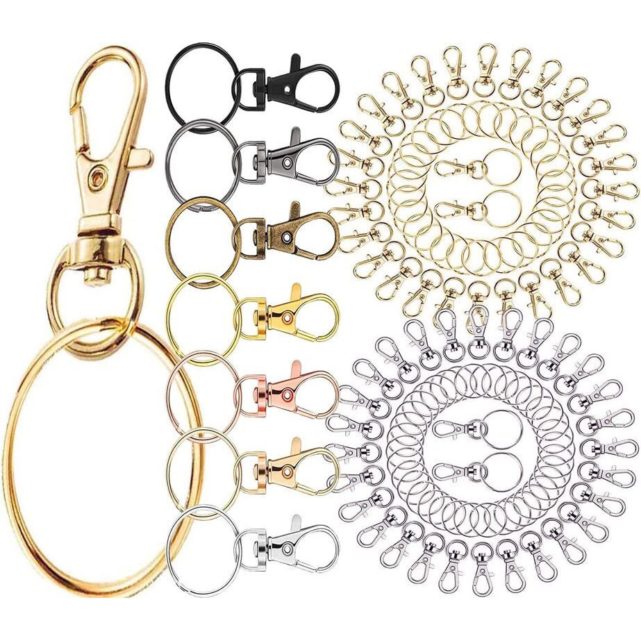 Diy Crafts Pack Of 5 Sets, Gold, Key Chain Clip Hook Swivel Lanyard Snap Hook Keychain Hooks For Lanyard Key Rings Crafting And Rings For For Keych (Pack Of 5 Sets, Gold)