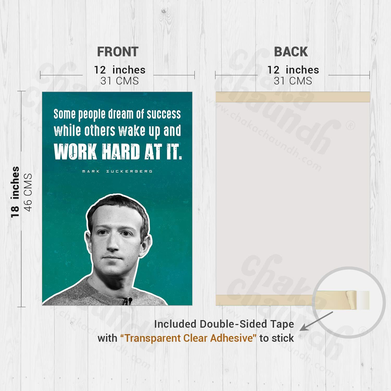 Chaka Chaundh - Motivational Posters Of Elon Musk Mark Zuckerberg Steve Jobs Jeff Bezos For Study Room (Aqua, 18" X 12" ) Set Of 4