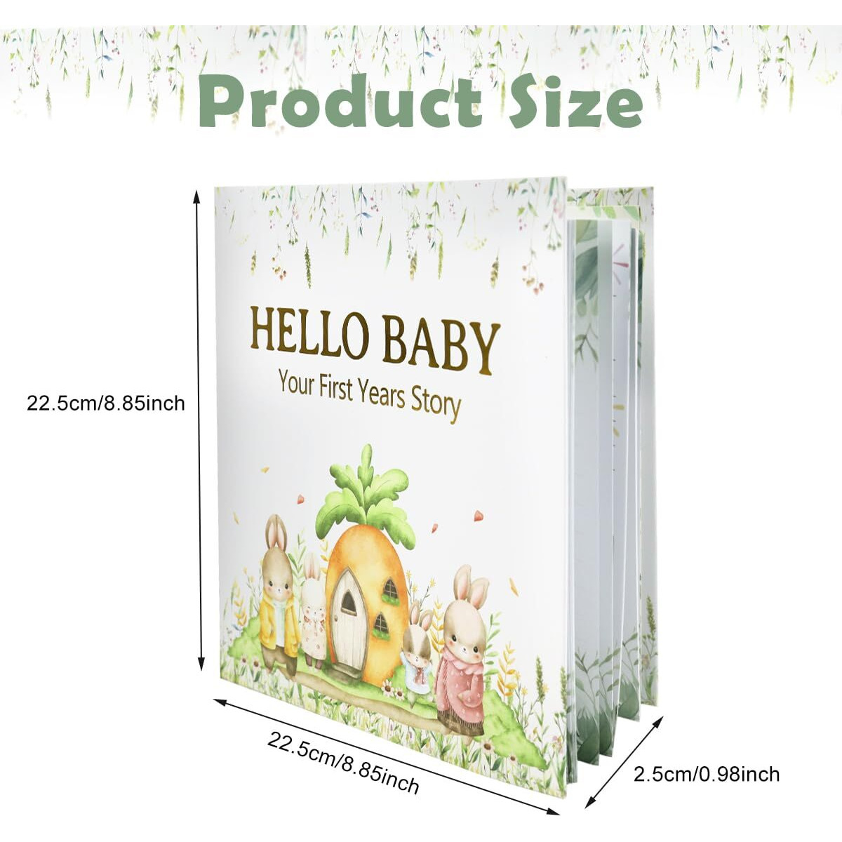 Snowie Soft 100 Page Baby Memory Book Cute Bunny Hard Cover Baby Record Book Pregnancy Journal Photo Scrapbook Album Baby Milestone Book Baby Shower Gift New Mom Gifts