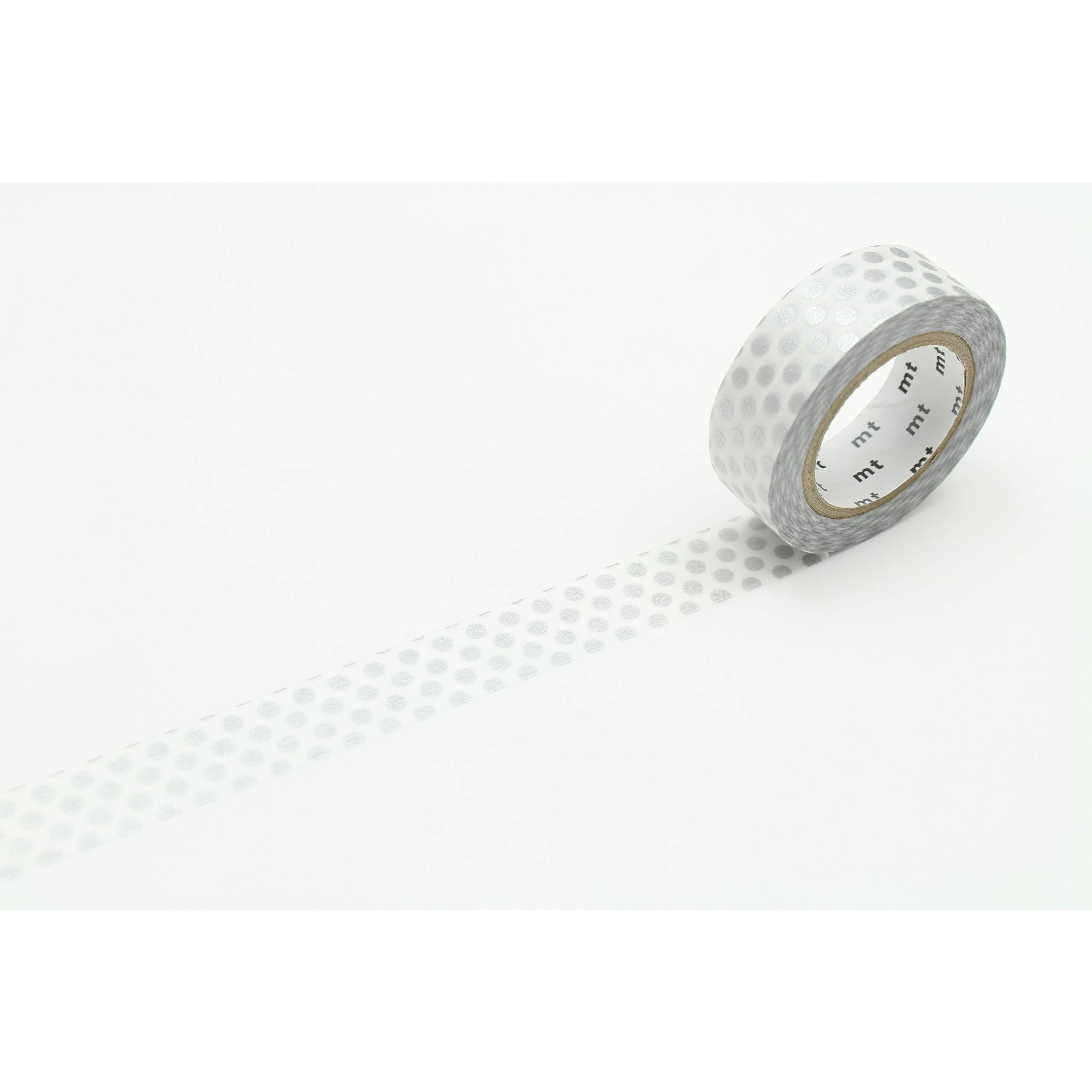 Mt Washi Masking Tape Polka Dots, 15 Mm X 10 Mtrs Shade - Silver, (Pack Of 1)