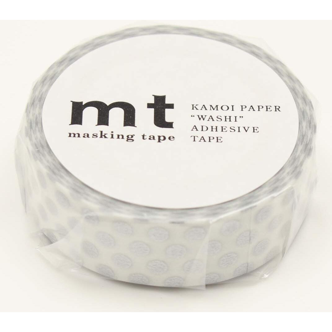 Mt Washi Masking Tape Polka Dots, 15 Mm X 10 Mtrs Shade - Silver, (Pack Of 1)