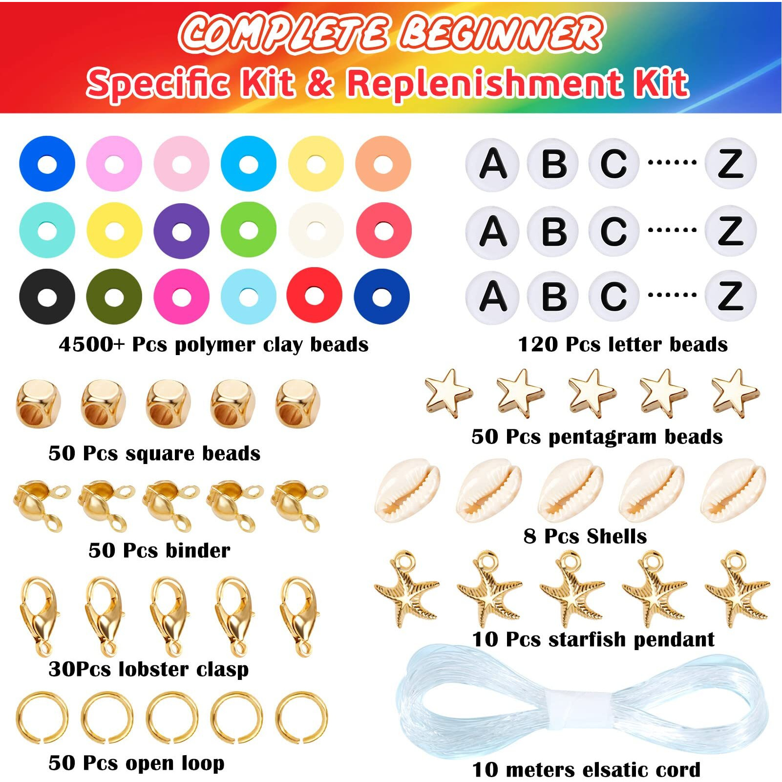 Golray 3800 Pieces Flat Round Polymer Clay Spacer Beads For Making Of Jewelry Bracelets Necklace Earring Diy Craft Kit With Pendant And Jump Rings (6Mm 18 Colors Beads)