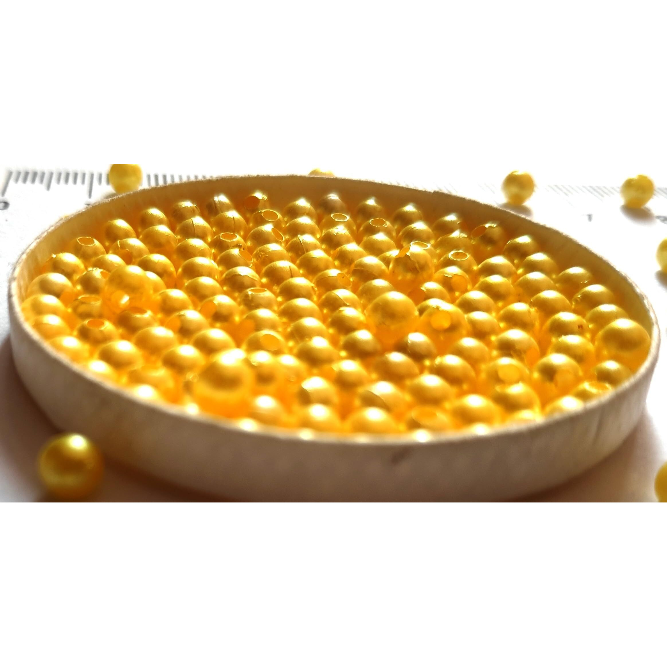 Gosetget 1500 Beads Yellow Round Multi Color Pearl/Moti Beads For Jewelry Making (4Mm-Yellow)