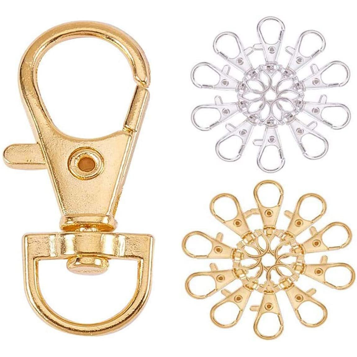 Diy Crafts Pack Of 10 Pcs, Antique Silver, Metal Lobster Claw Clasps Swivel Lanyards Trigger Snap Hooks Strap 35X13Mm For Keychain, Key Ring (Pack Of 10 Pcs, Antique Silver)