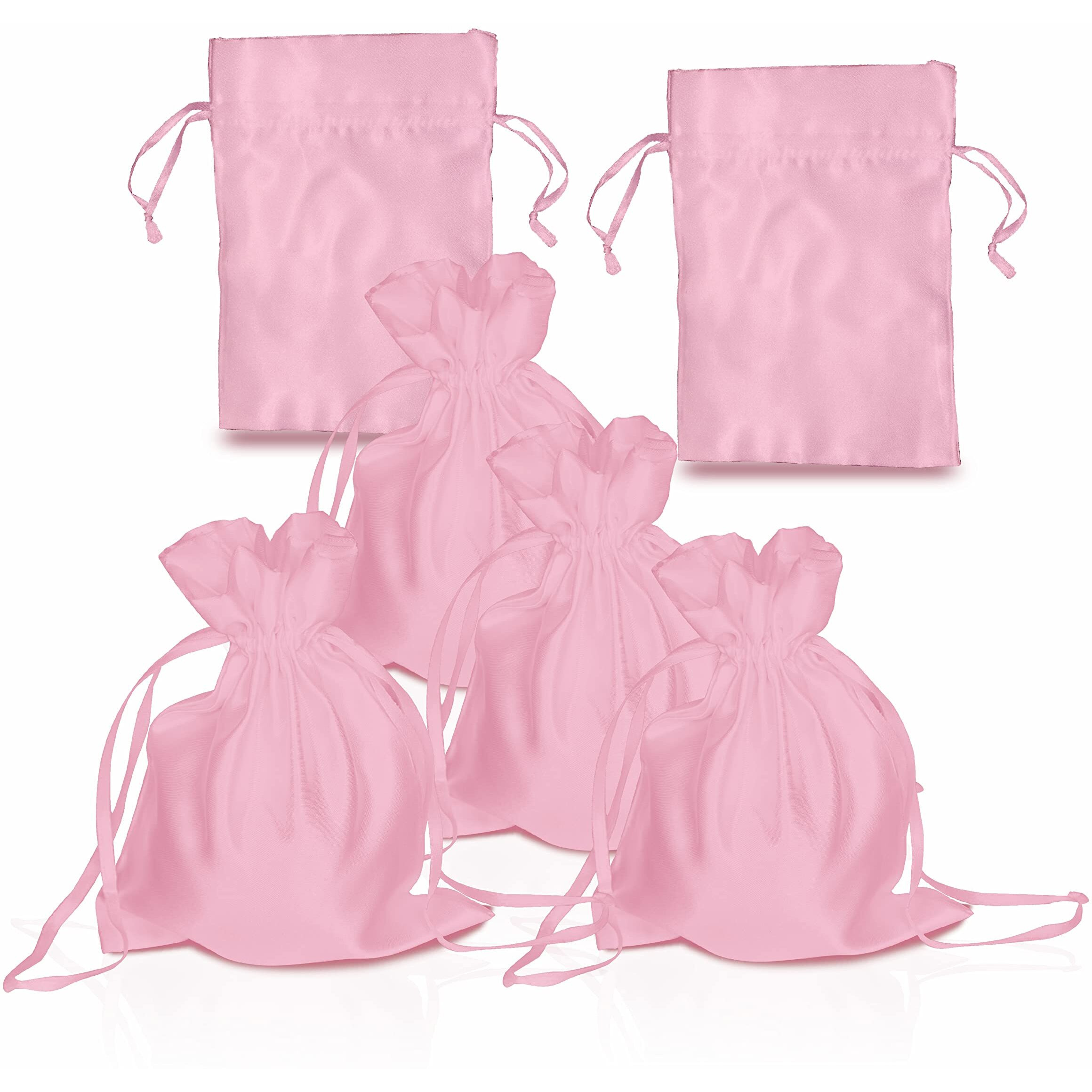Pure Source India Metallic Satin Mix (13 * 16 Cm) Organza Potli Bags Pouch Best Gift Item - Pink (Set Of 12)