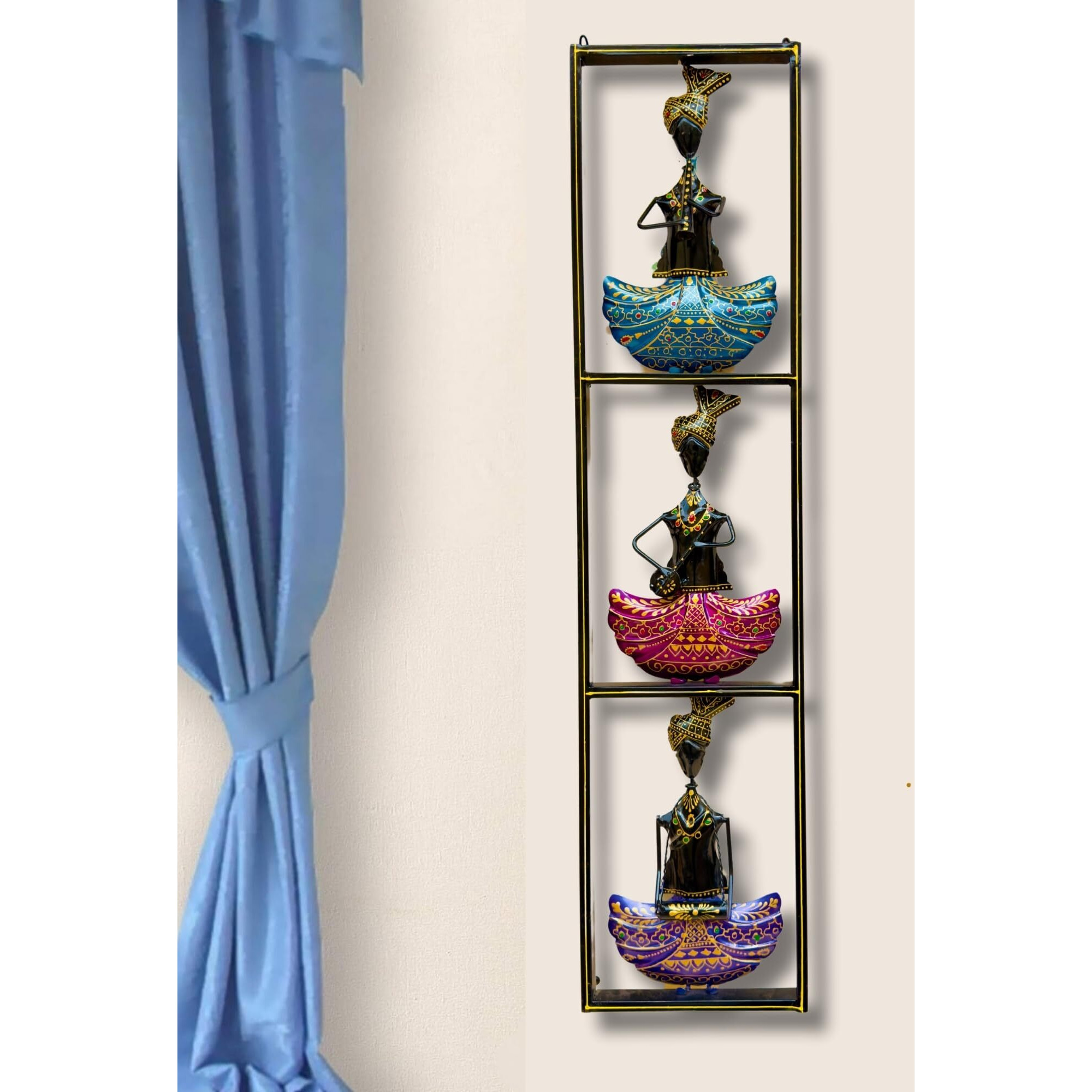 Rsn Metal Wall Decor Rajasthani 3 Musicians Wall Art/Wall Hanging For Living Room/Bedroom Size-40 X9.25 Inch